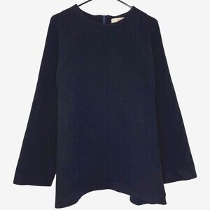 Studio Nicholson Women Sweater US 8 Blue Wool Knit Boat Neck Long Sleeve Pockets